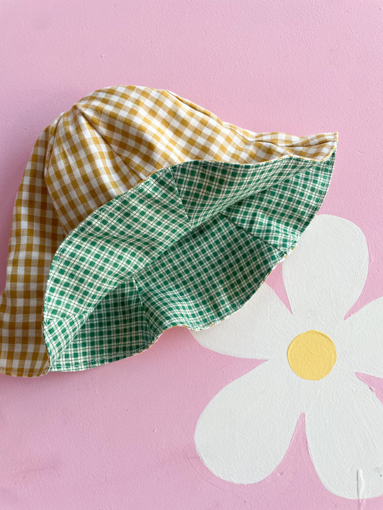 Cappellino vichy ocra + verde