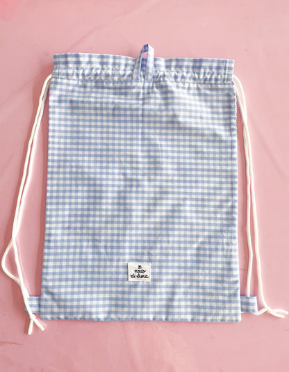 Sacchetta vichy azzurro