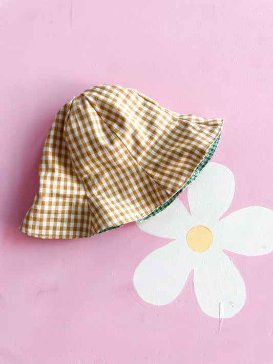 Cappellino vichy ocra + verde