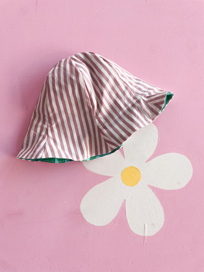 Cappellino righe rosa + spighe verdi