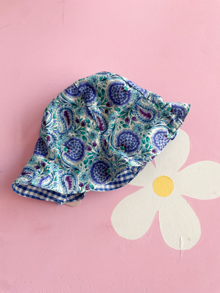 Cappellino botanico + vichy blu
